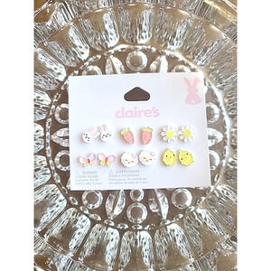 Claires Set of 6 Bunny‎ Rabbit Chicks Spring Easter Post Earrings Carrot Sheep